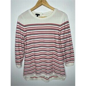 Talbots striped knit pull over High low Sweater Size M Office Career